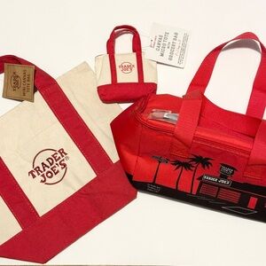 TRADER JOES GIFT BUNDLE- Red and Cream Mini Bag Collection